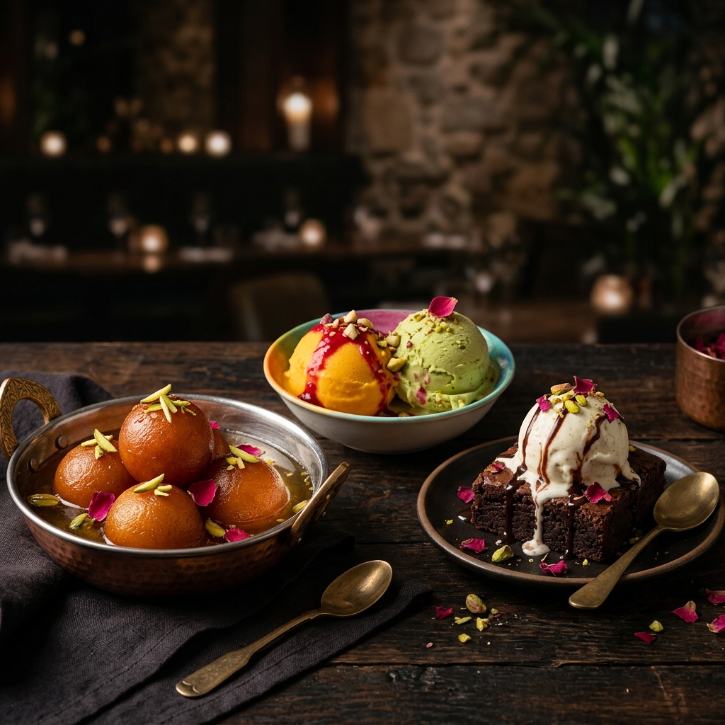 Premium sweet desserts, ice cream, and brownies