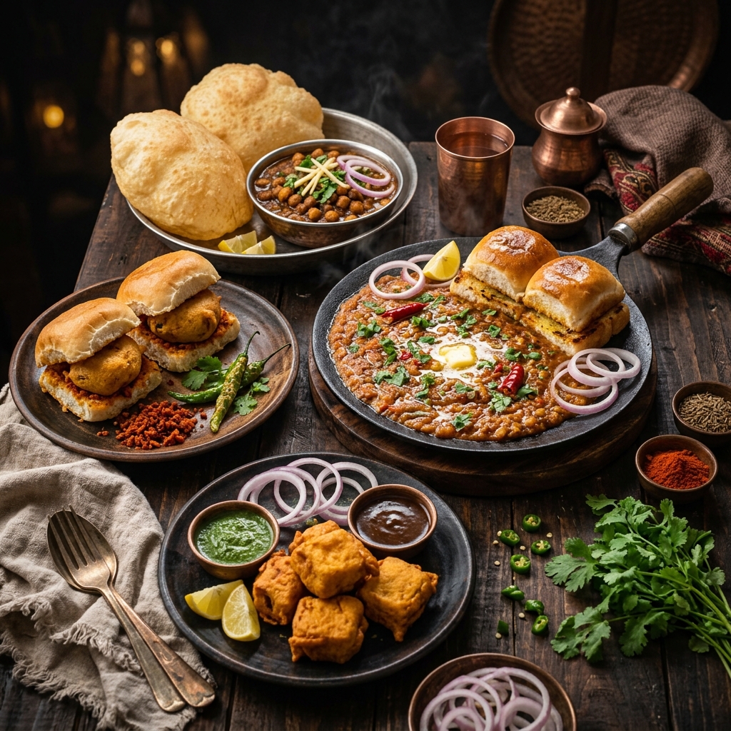 Delightful Indian starters including Chole Bhature and Pav Bhaji