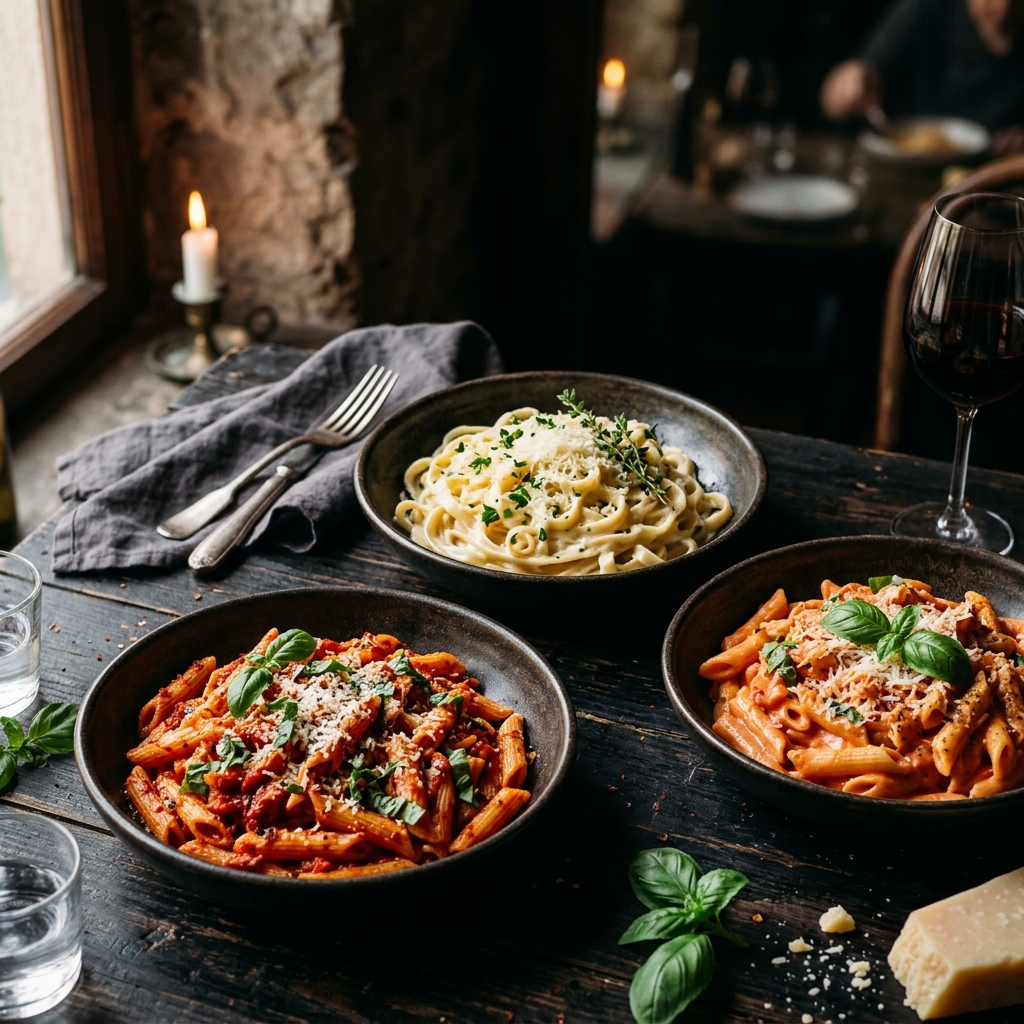 Creamy white and red sauce pastas