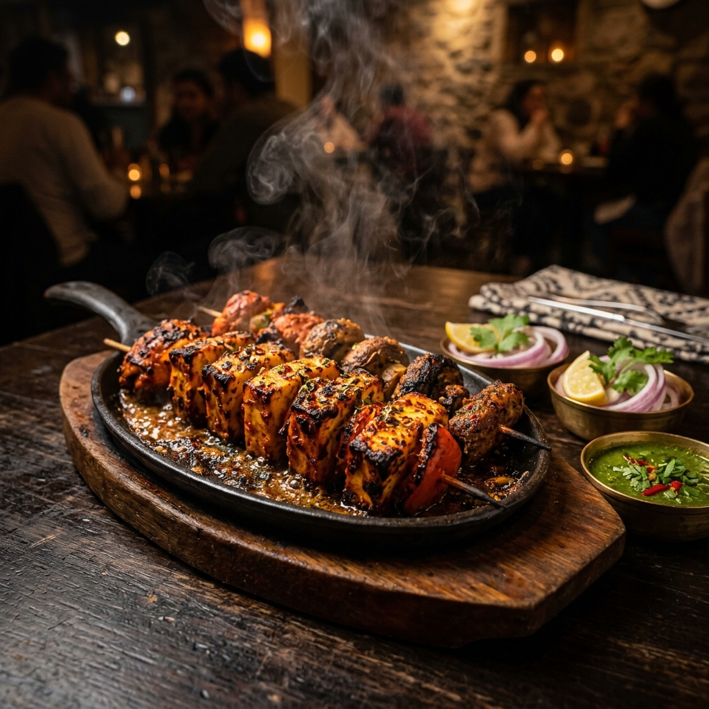Freshly baked smoky Paneer Tikka from the tandoor